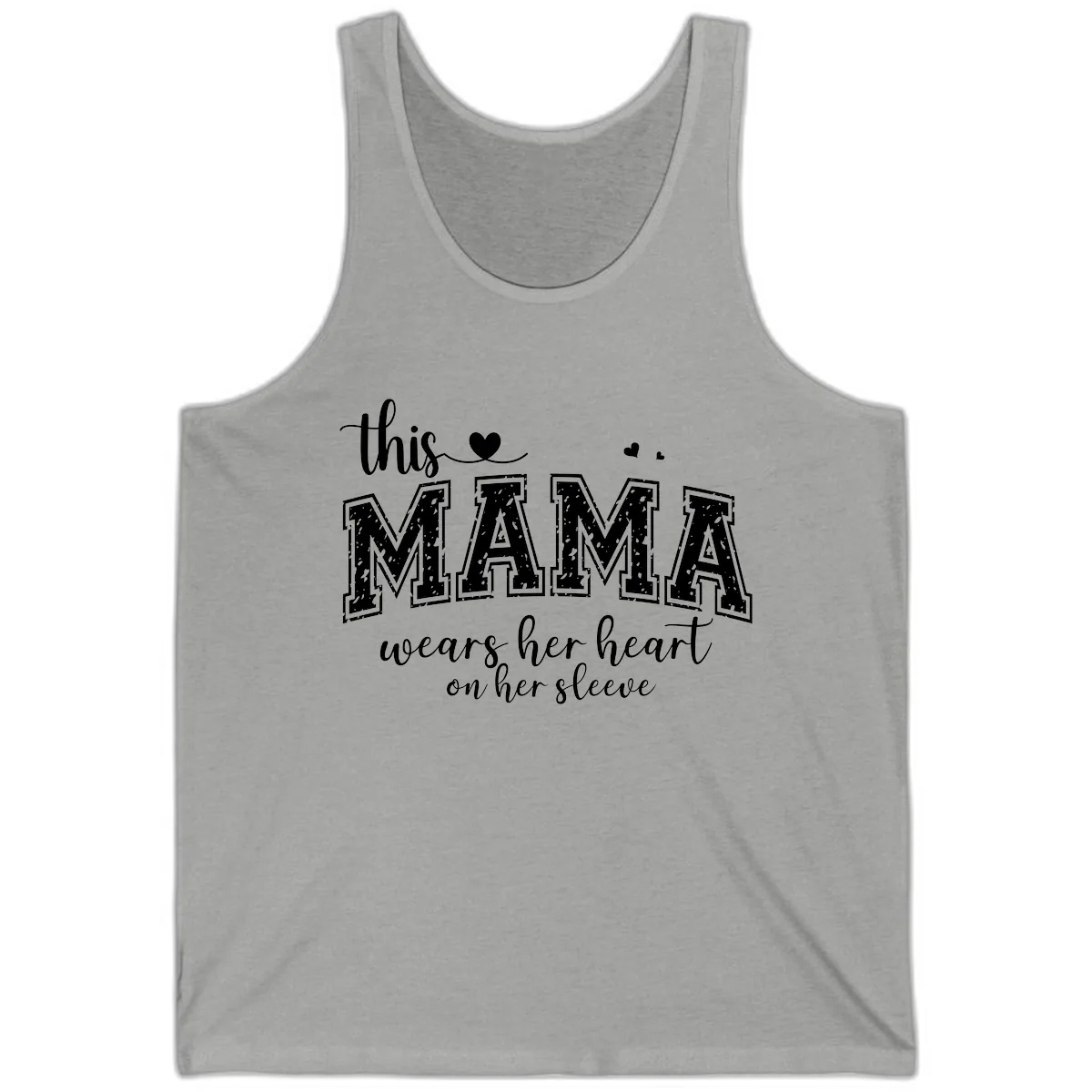 This Mama Wears Her Heart On Her Sleeve Tank in Athletic Heather