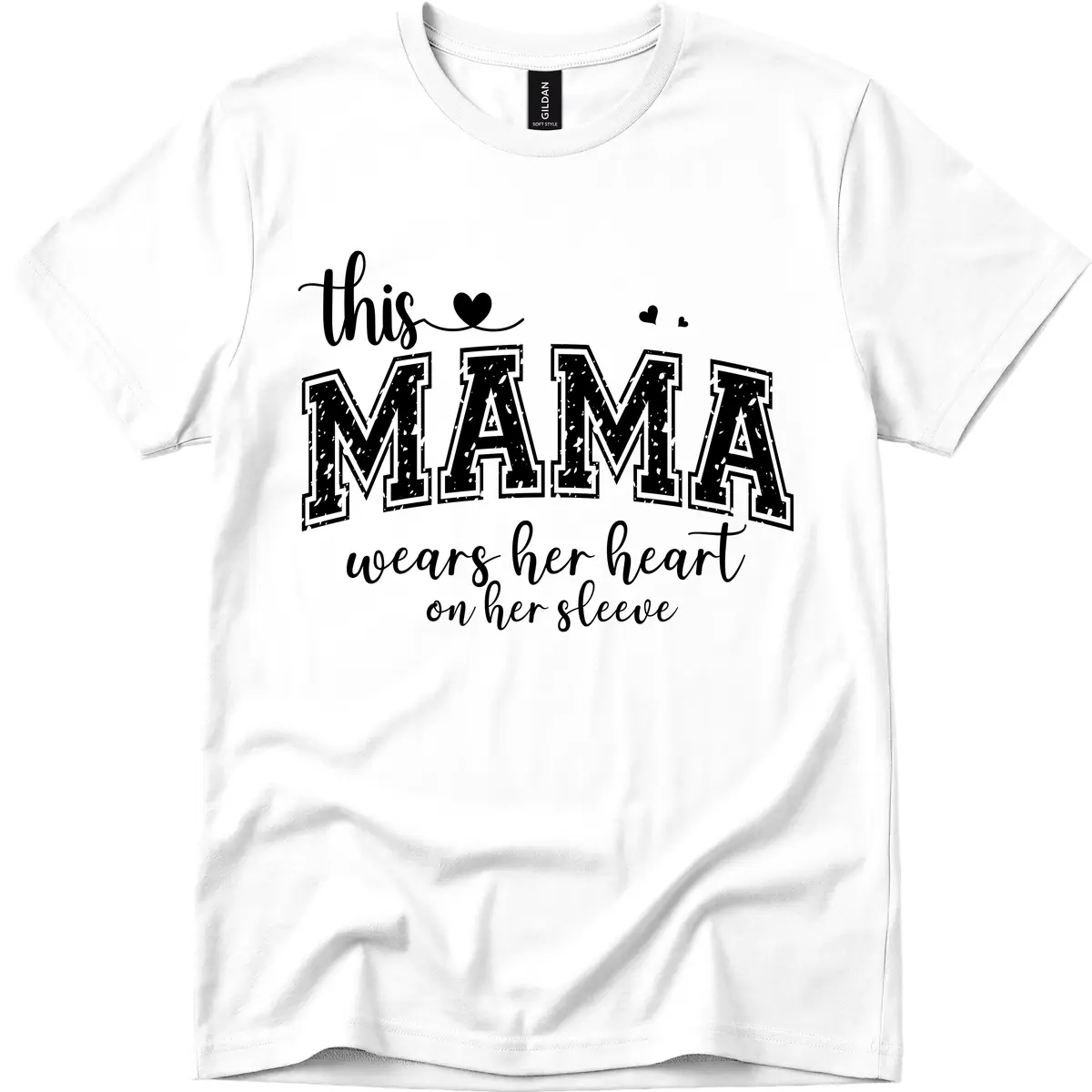 This Mama Wears Her Heart On Her Sleeve T-Shirt in White