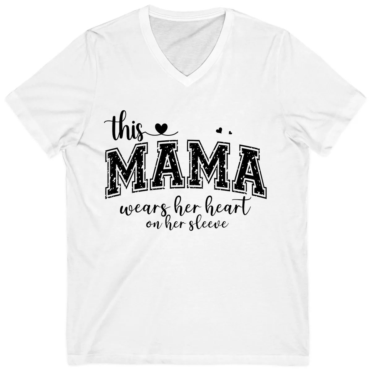 This Mama Wears Her Heart On Her Sleeve V-Neck in White