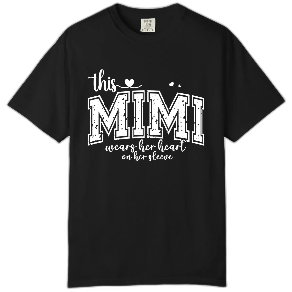 This Mimi Wears Her Heart On Her Sleeve Comfort Color in Black