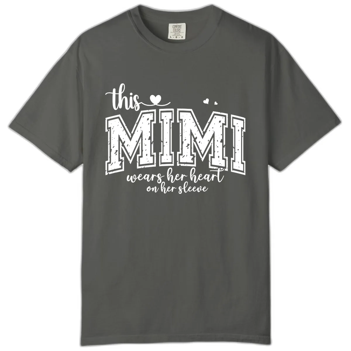This Mimi Wears Her Heart On Her Sleeve Comfort Color in Pepper