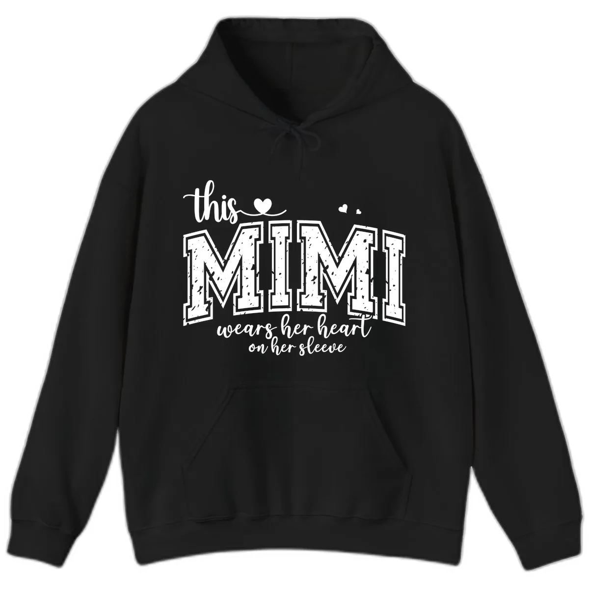This Mimi Wears Her Heart On Her Sleeve Hoodie in Black