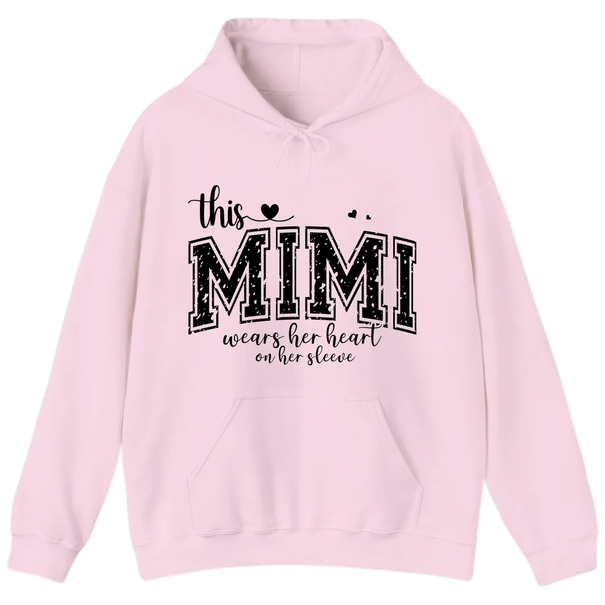 This Mimi Wears Her Heart On Her Sleeve Hoodie in Light Pink