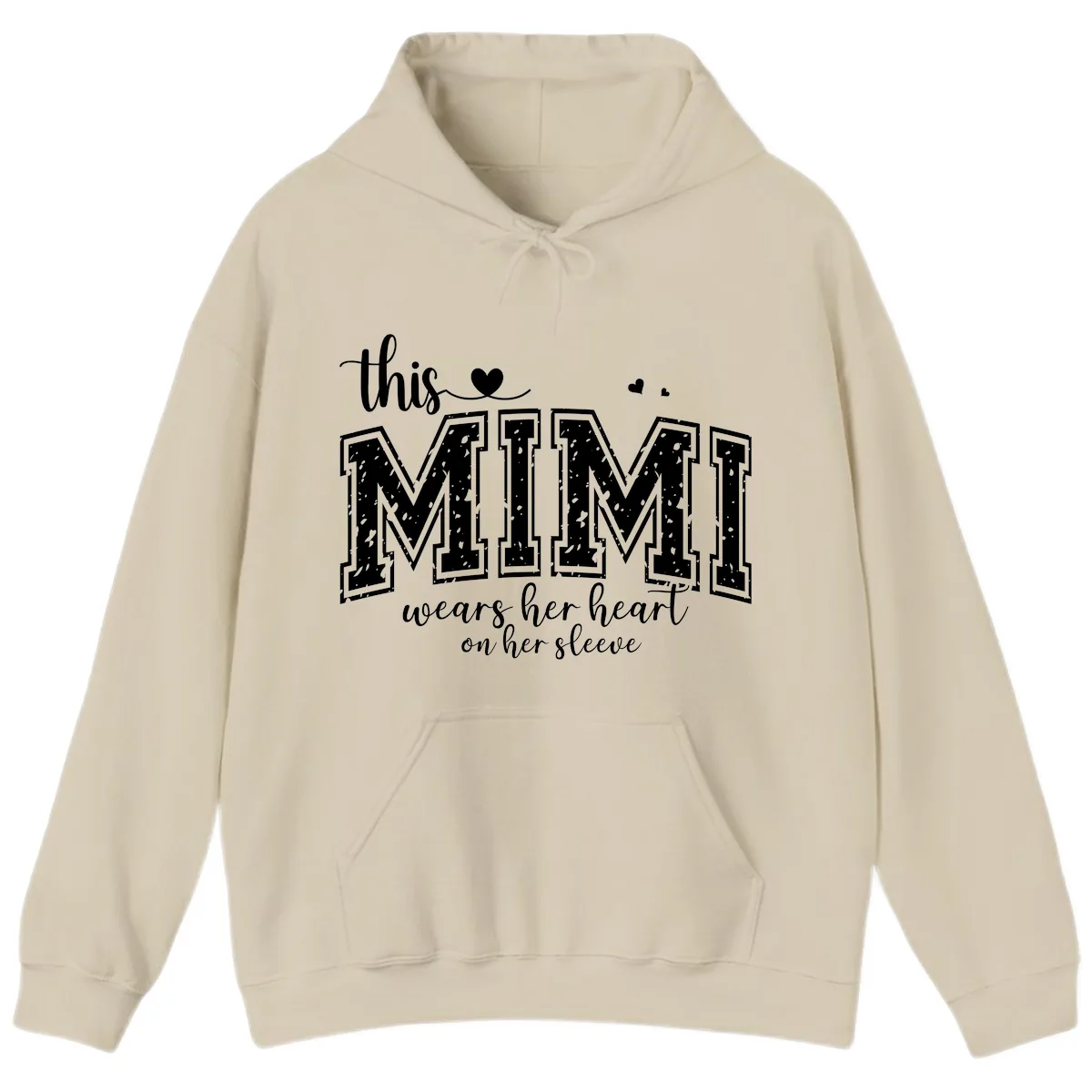 This Mimi Wears Her Heart On Her Sleeve Hoodie in Sand