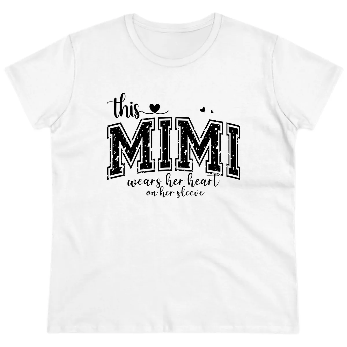 This Mimi Wears Her Heart On Her Sleeve Ladies Tee in White