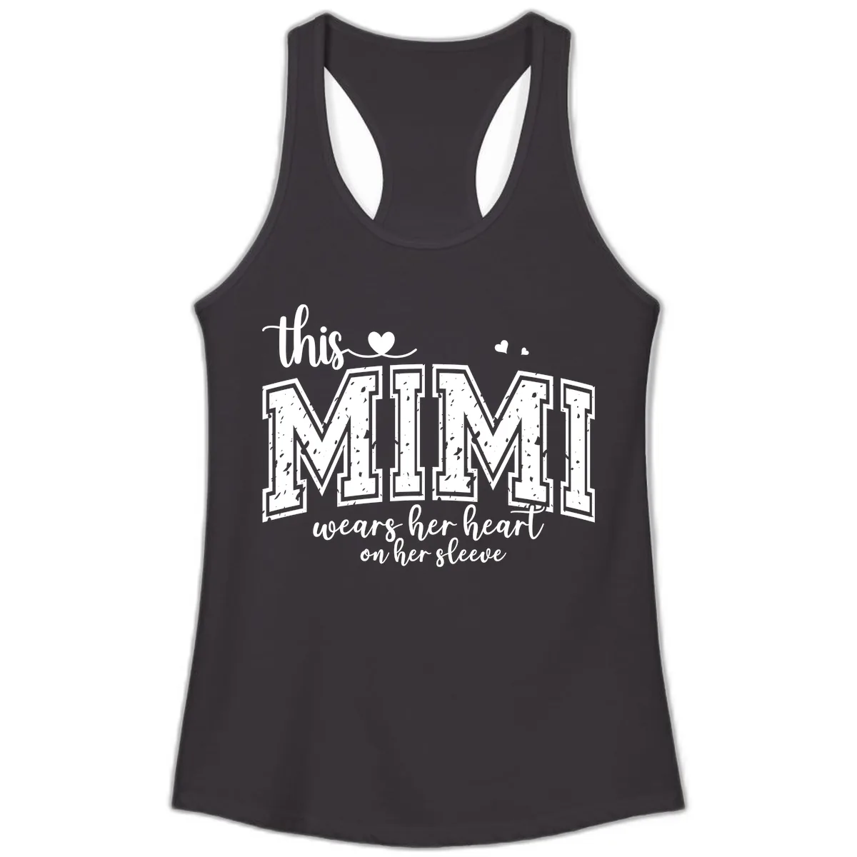 This Mimi Wears Her Heart On Her Sleeve Ladies Tank in Black