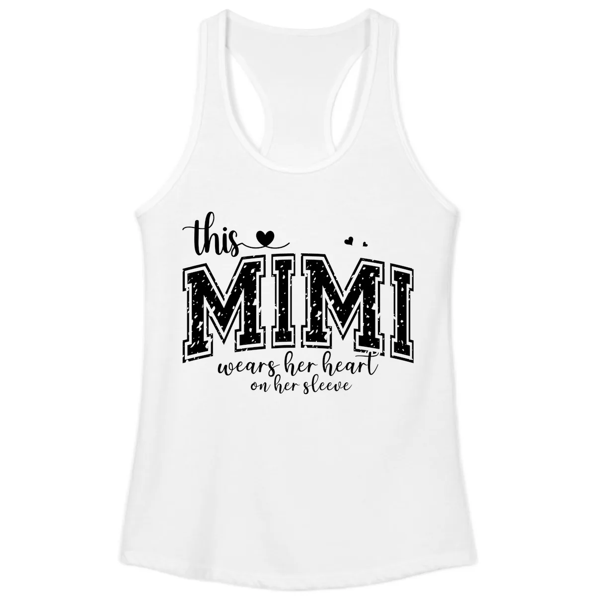 This Mimi Wears Her Heart On Her Sleeve Ladies Tank in White
