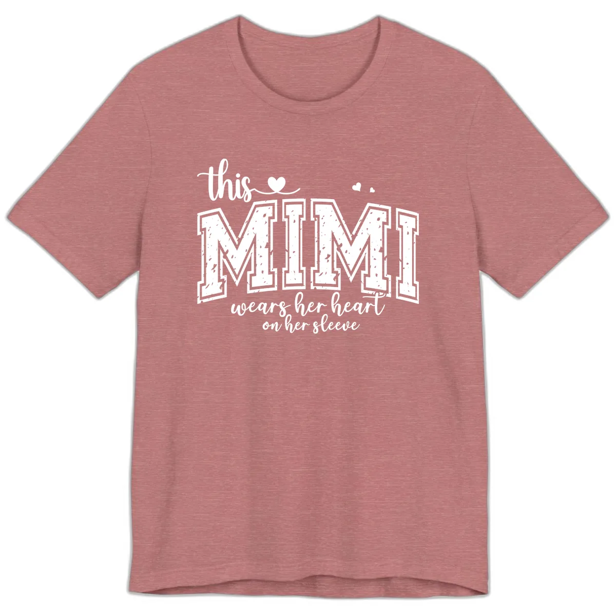 This Mimi Wears Her Heart On Her Sleeve Premium T-Shirt in Heather Mauve