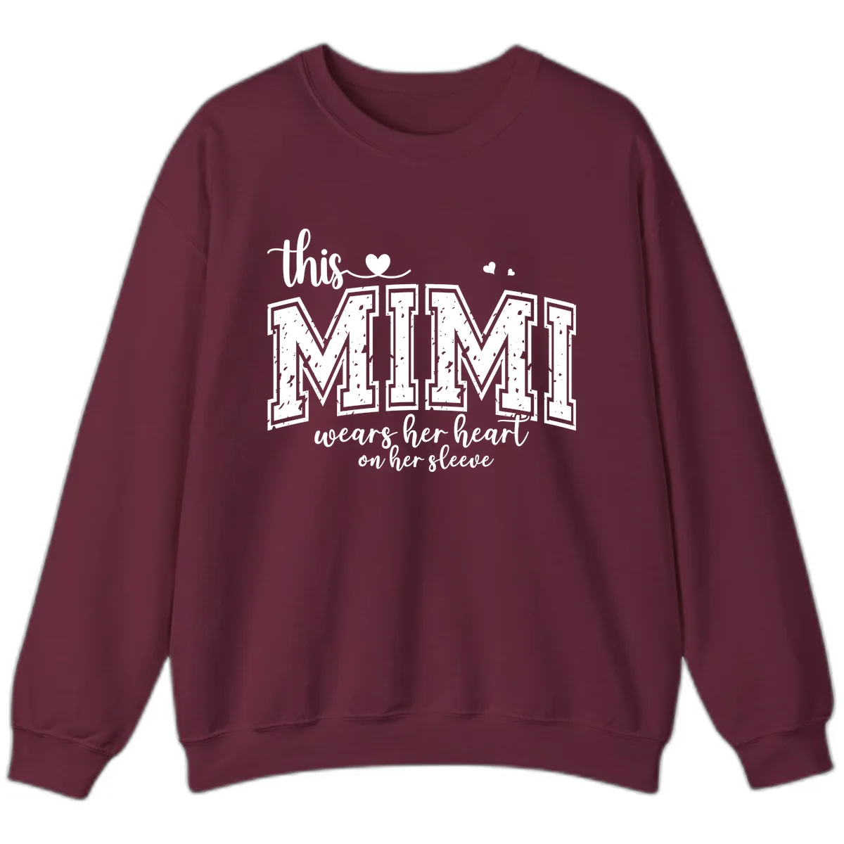 This Mimi Wears Her Heart On Her Sleeve Sweatshirt in Maroon