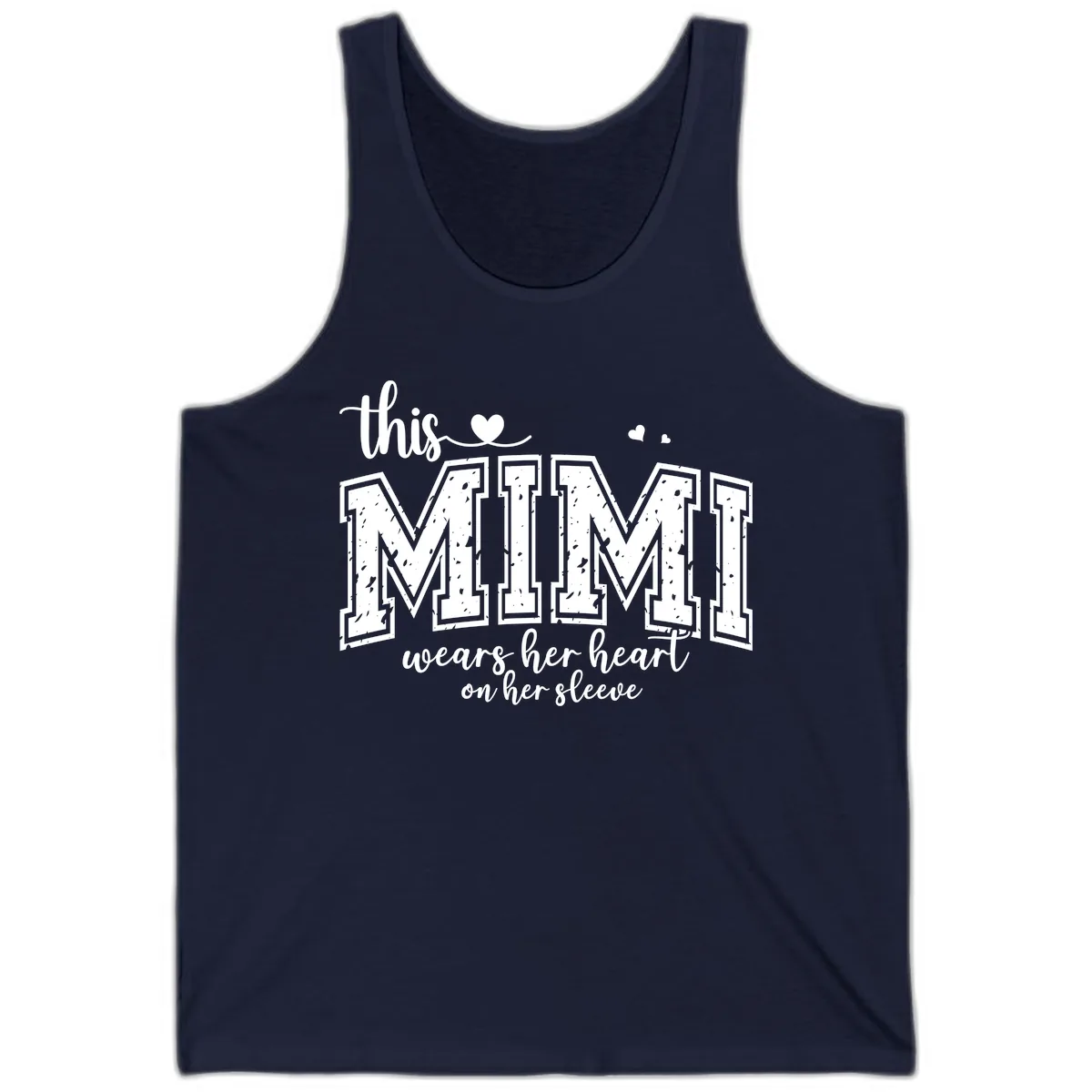 This Mimi Wears Her Heart On Her Sleeve Tank in Navy