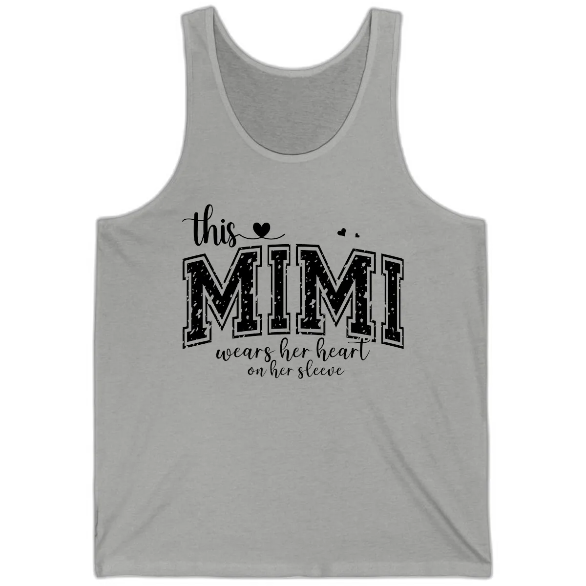 This Mimi Wears Her Heart On Her Sleeve Tank in Athletic Heather