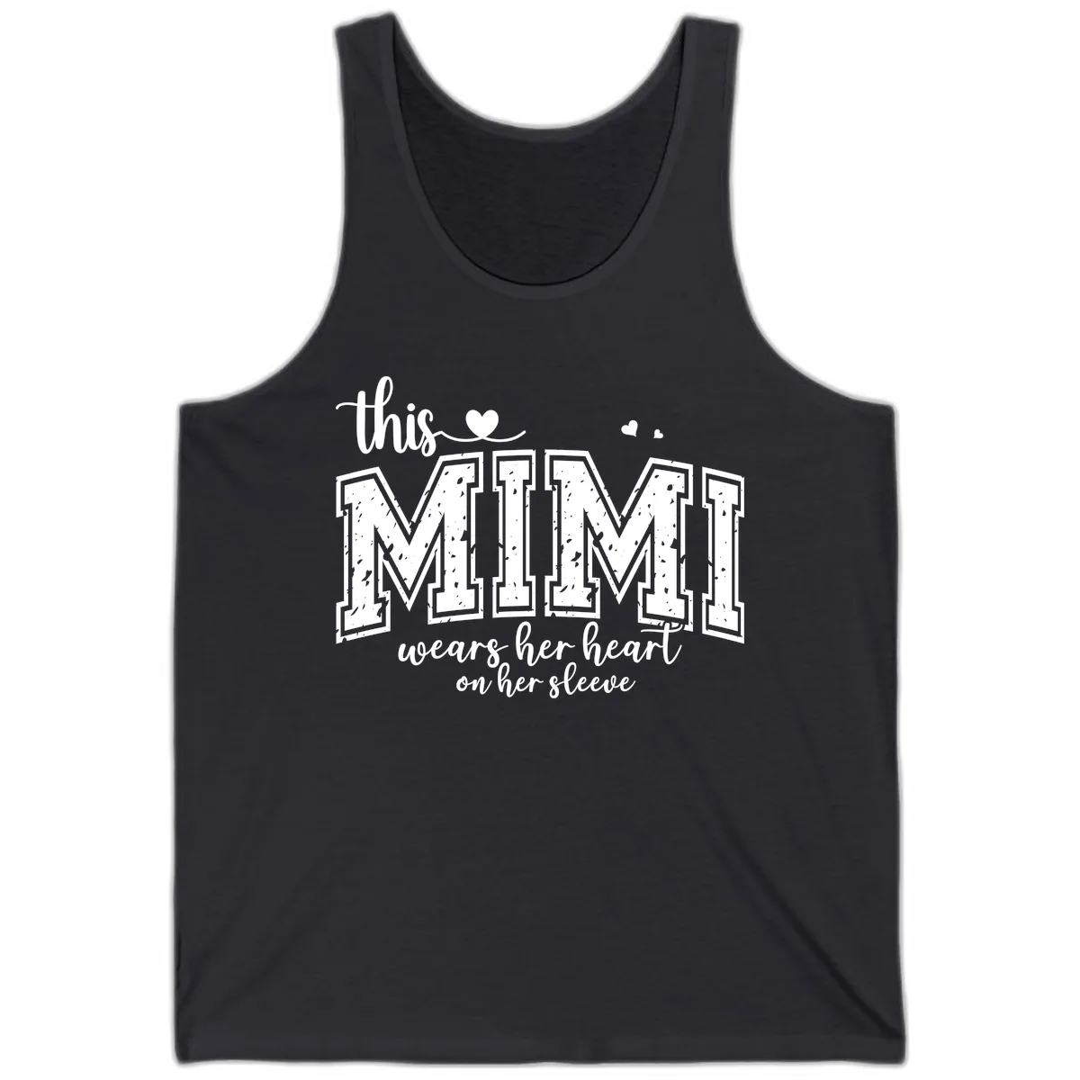 This Mimi Wears Her Heart On Her Sleeve Tank in Dark Grey