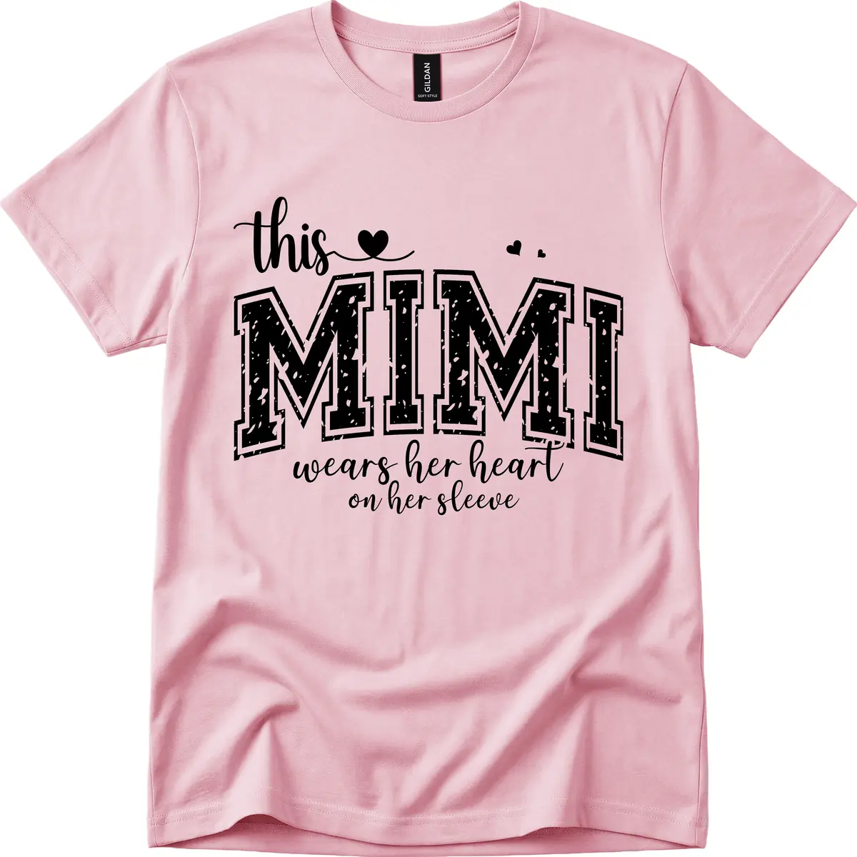 This Mimi Wears Her Heart On Her Sleeve T-Shirt in Light Pink