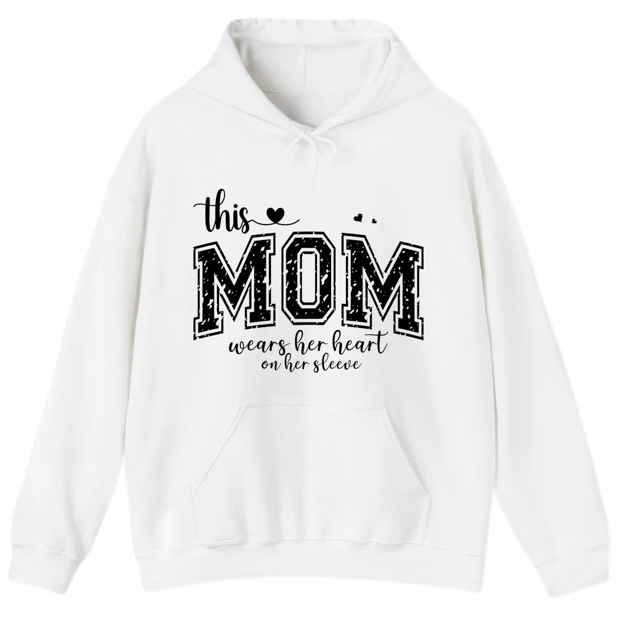 This Mom Wears Her Heart On Her Sleeve Hoodie in White