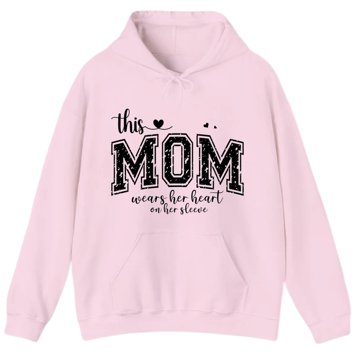 This Mom Wears Her Heart On Her Sleeve Hoodie in Light Pink
