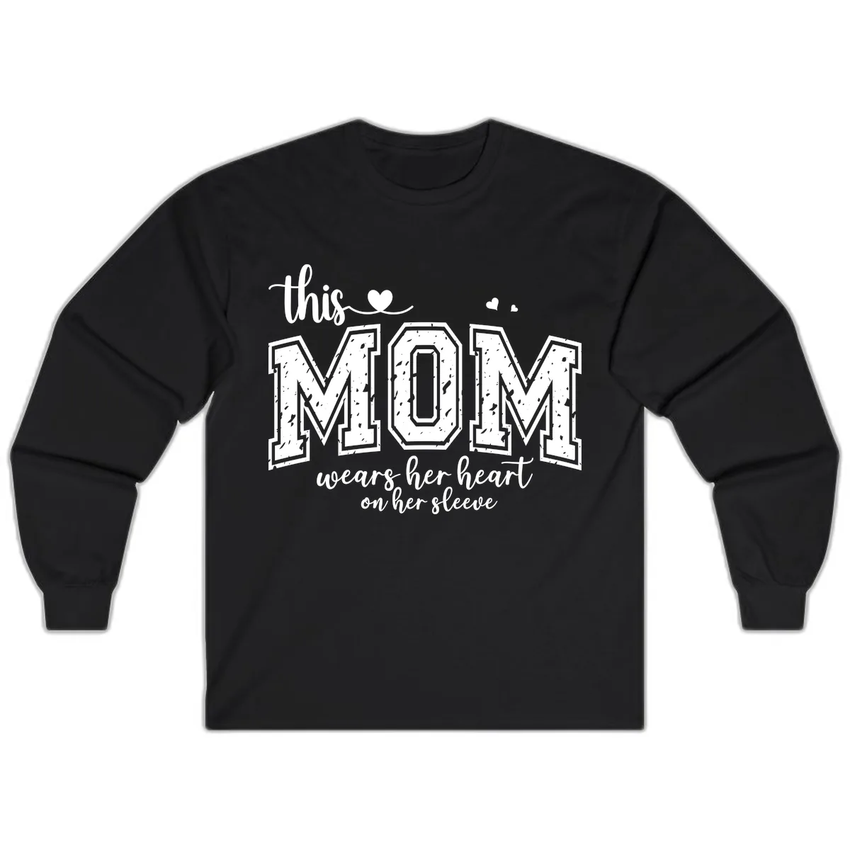 This Mom Wears Her Heart On Her Sleeve Long Sleeve in Black