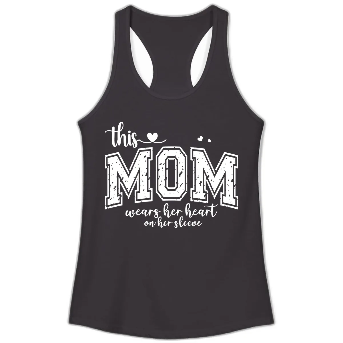 This Mom Wears Her Heart On Her Sleeve Ladies Tank in Black