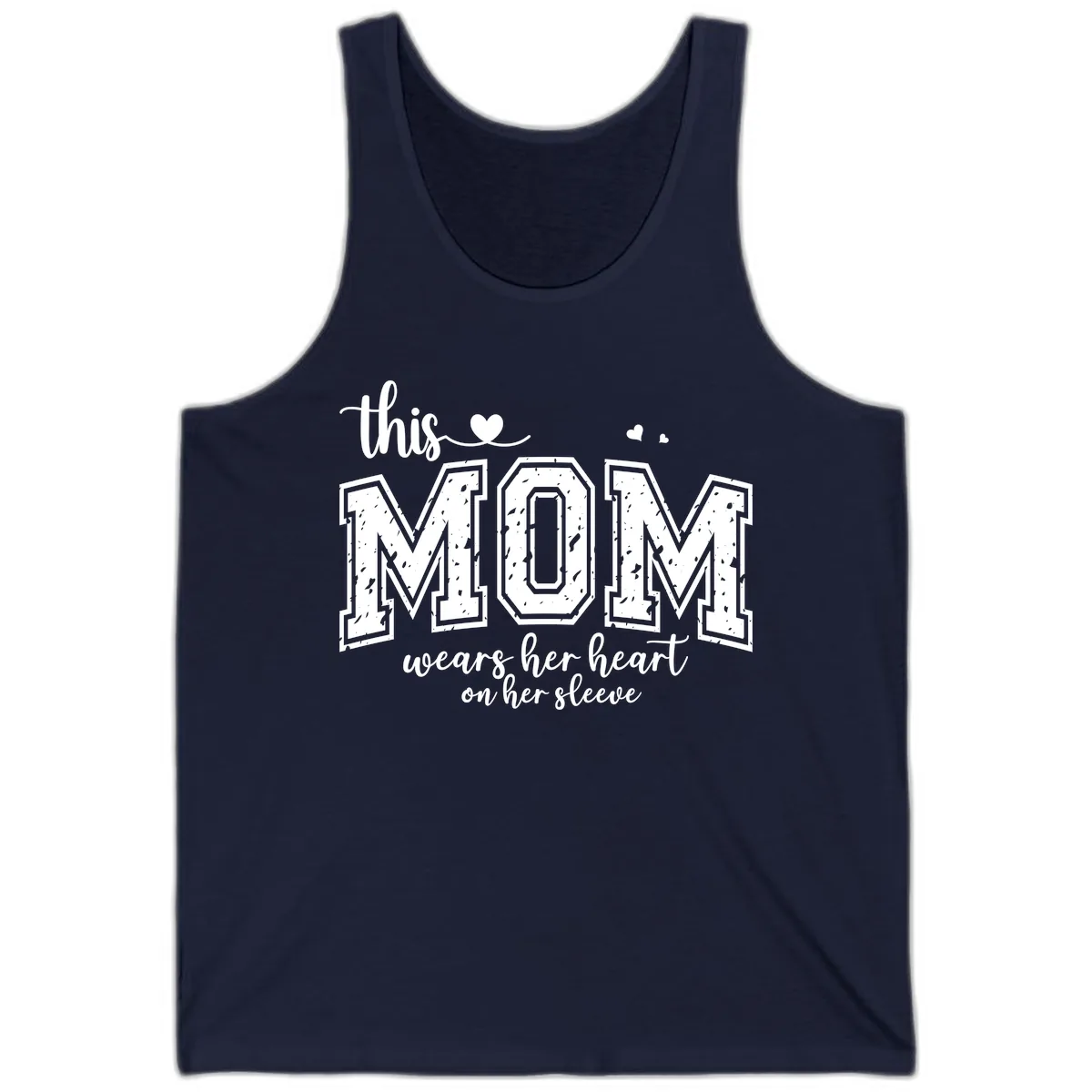 This Mom Wears Her Heart On Her Sleeve Tank in Navy