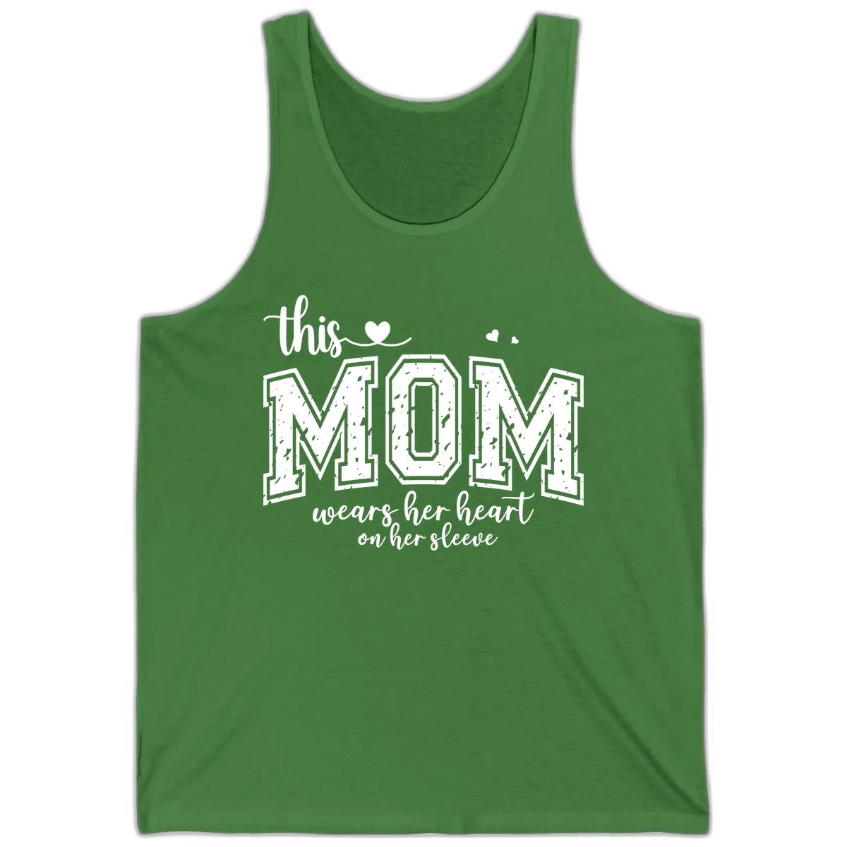 This Mom Wears Her Heart On Her Sleeve Tank in Leaf