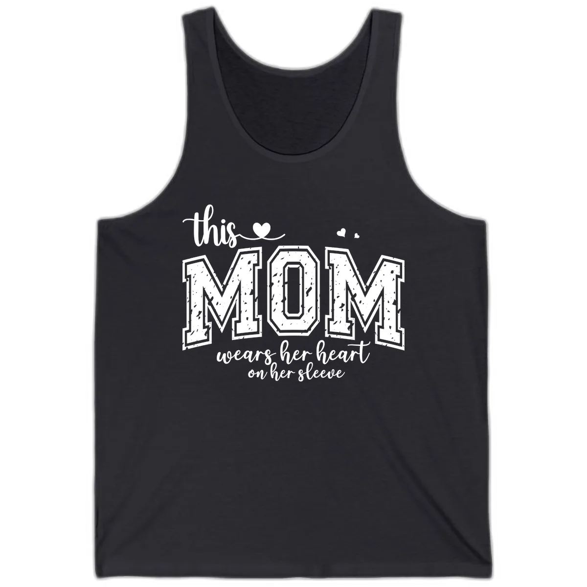 This Mom Wears Her Heart On Her Sleeve Tank in Dark Grey