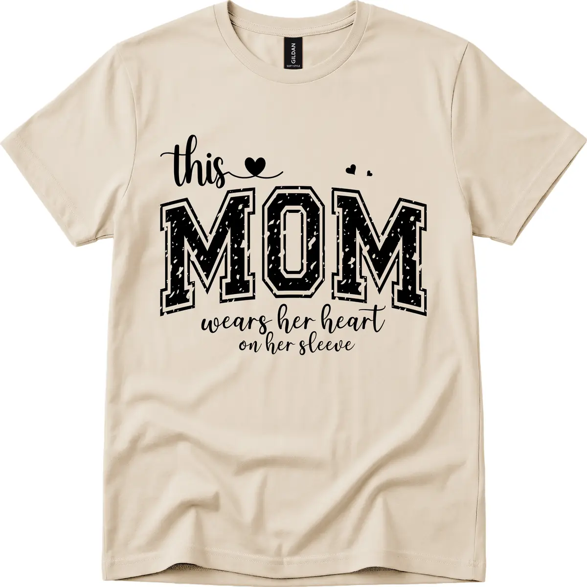 This Mom Wears Her Heart On Her Sleeve T-Shirt in Sand