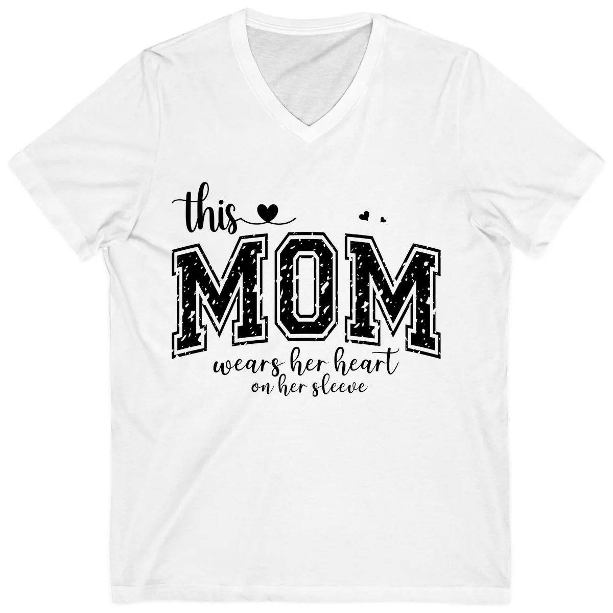 This Mom Wears Her Heart On Her Sleeve V-Neck in White
