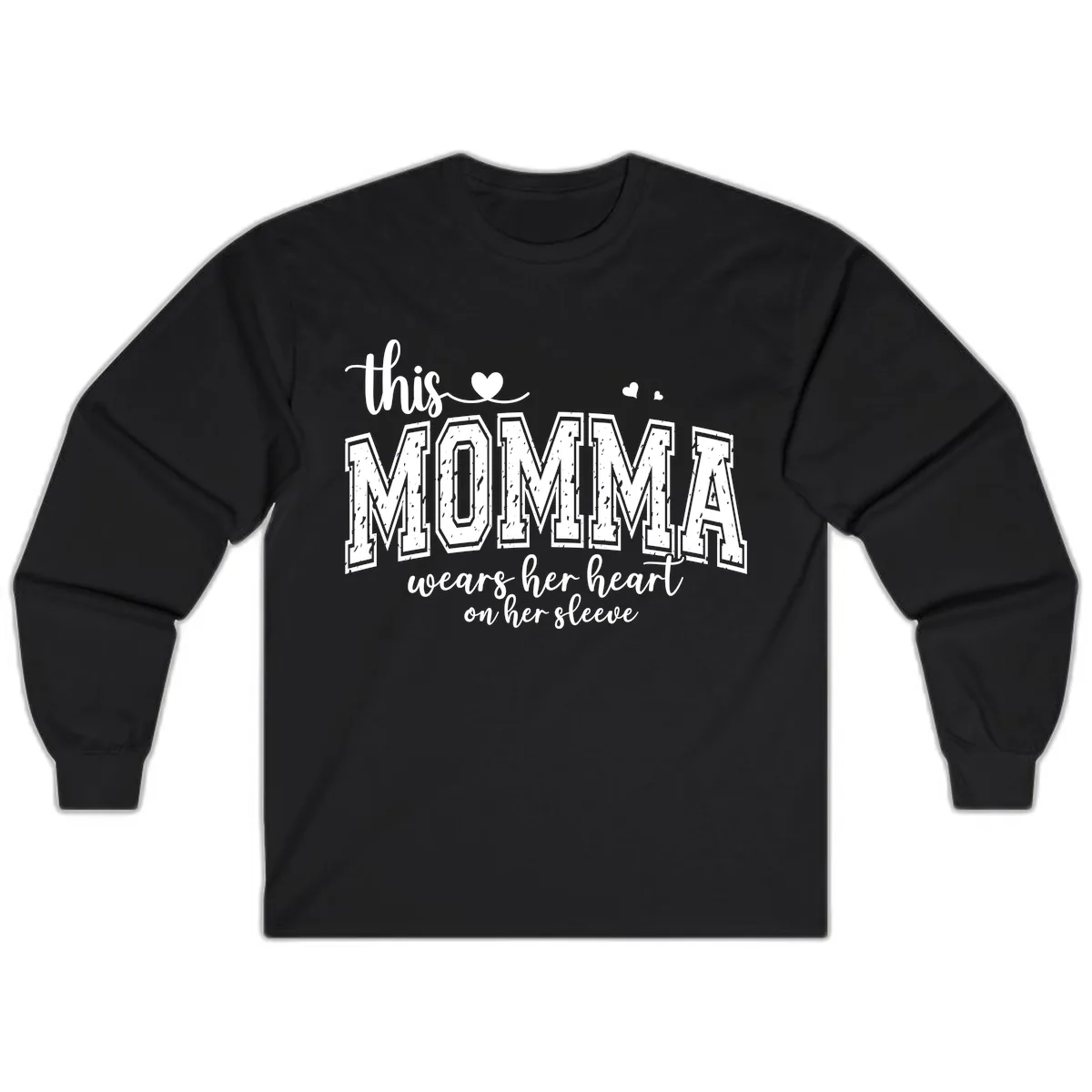 This Momma Wears Her Heart On Her Sleeve Long Sleeve in Black