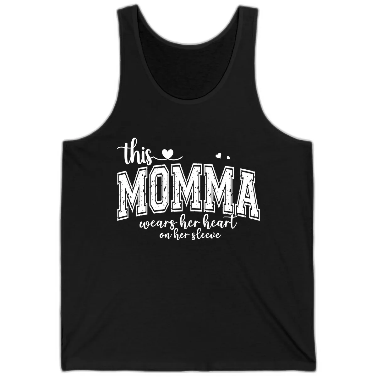 This Momma Wears Her Heart On Her Sleeve Tank in Black