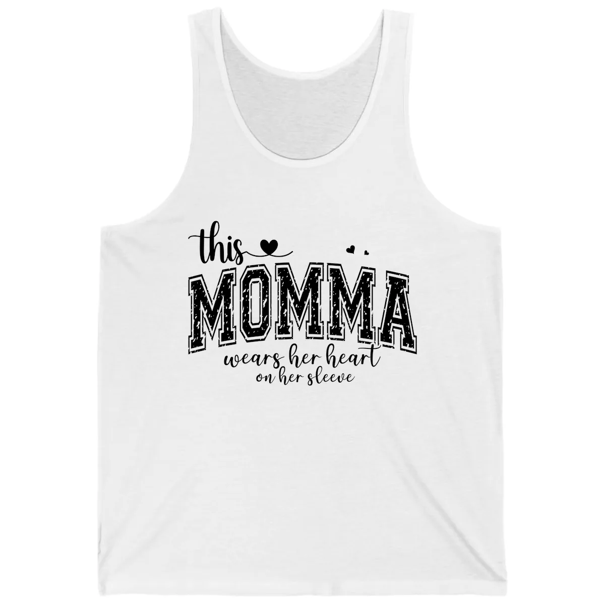 This Momma Wears Her Heart On Her Sleeve Tank in White