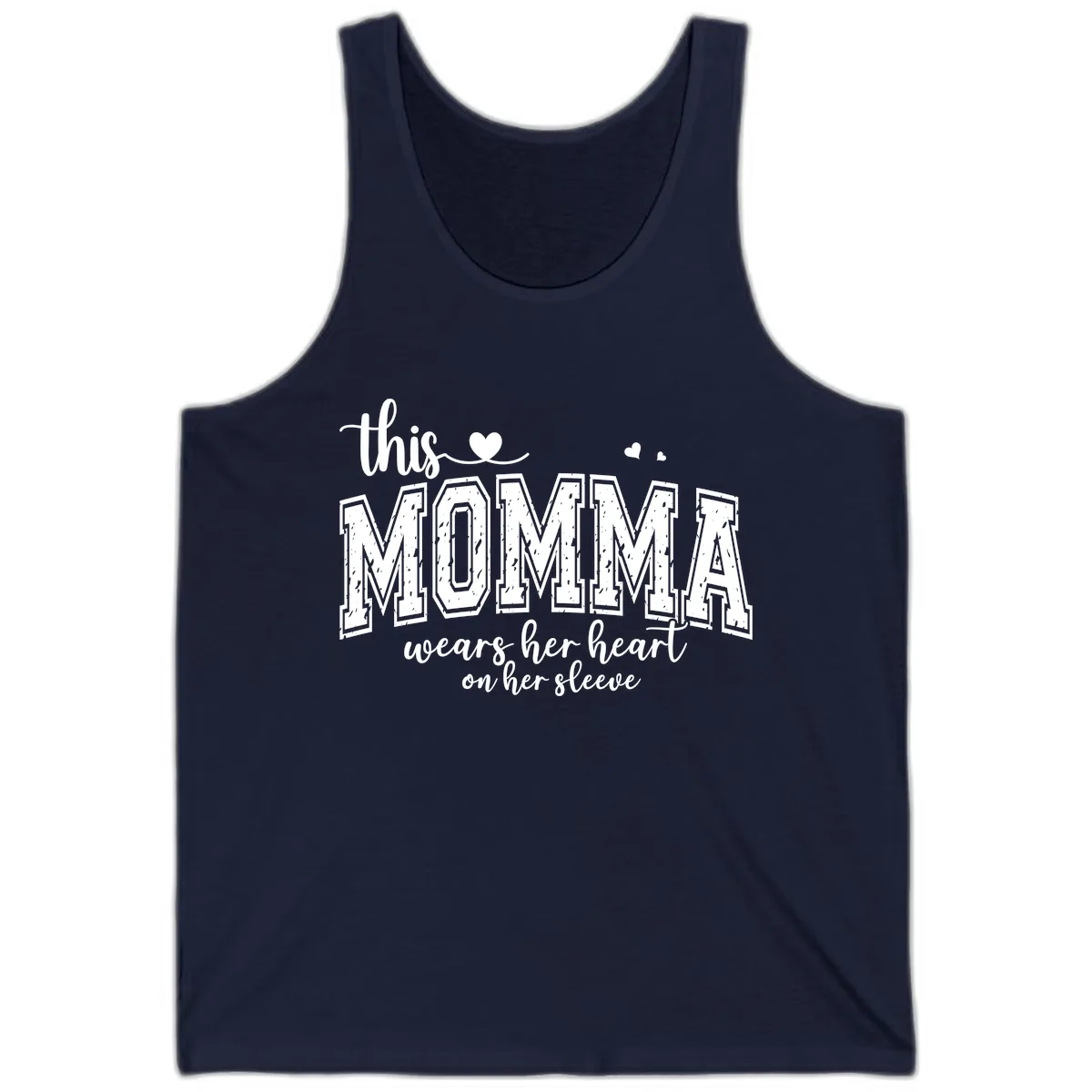 This Momma Wears Her Heart On Her Sleeve Tank in Navy