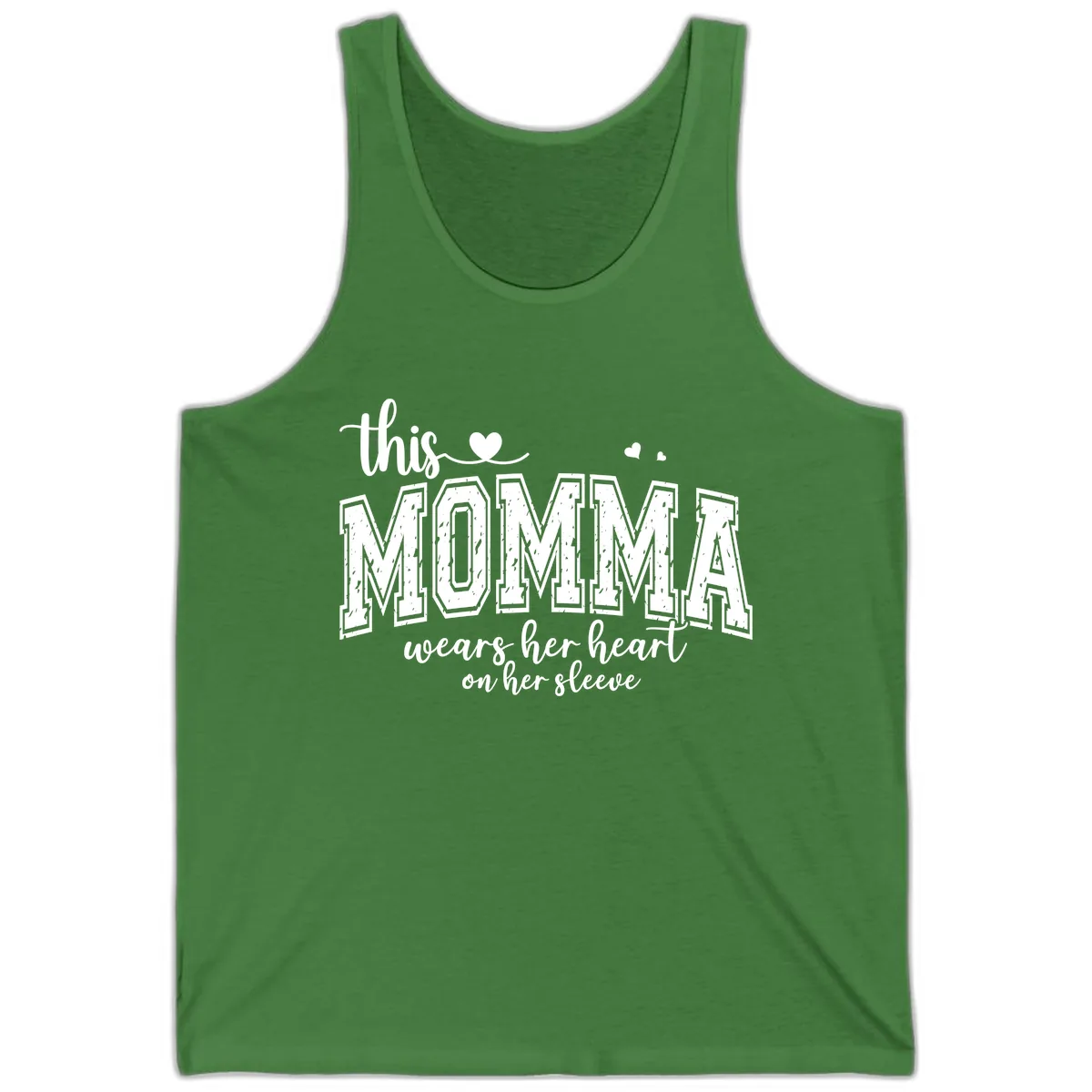 This Momma Wears Her Heart On Her Sleeve Tank in Leaf