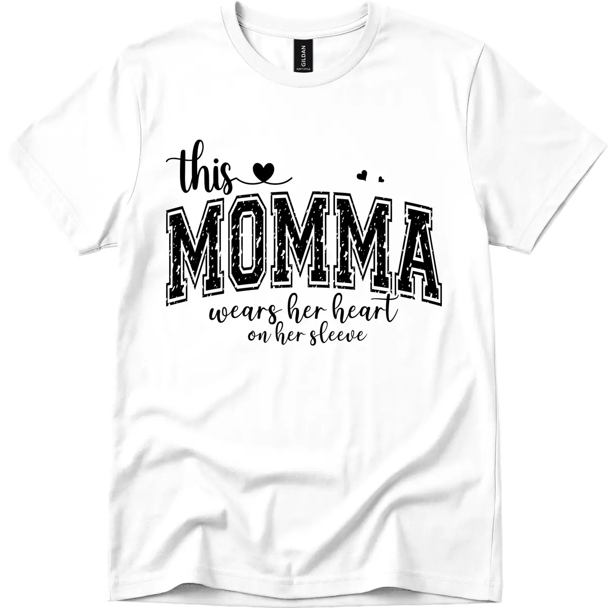 This Momma Wears Her Heart On Her Sleeve T-Shirt in White