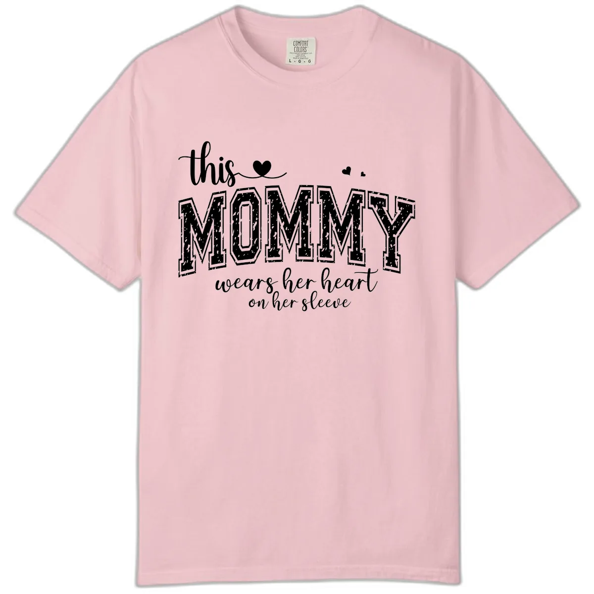This Mommy Wears Her Heart On Her Sleeve Comfort Color in Blossom