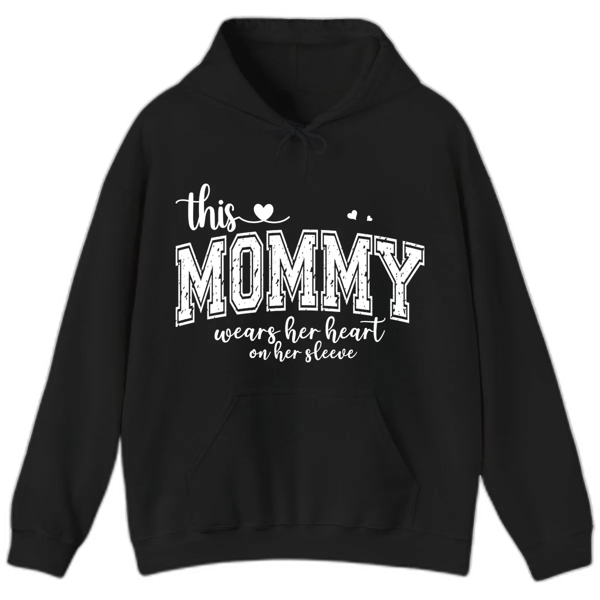 This Mommy Wears Her Heart On Her Sleeve Hoodie in Black
