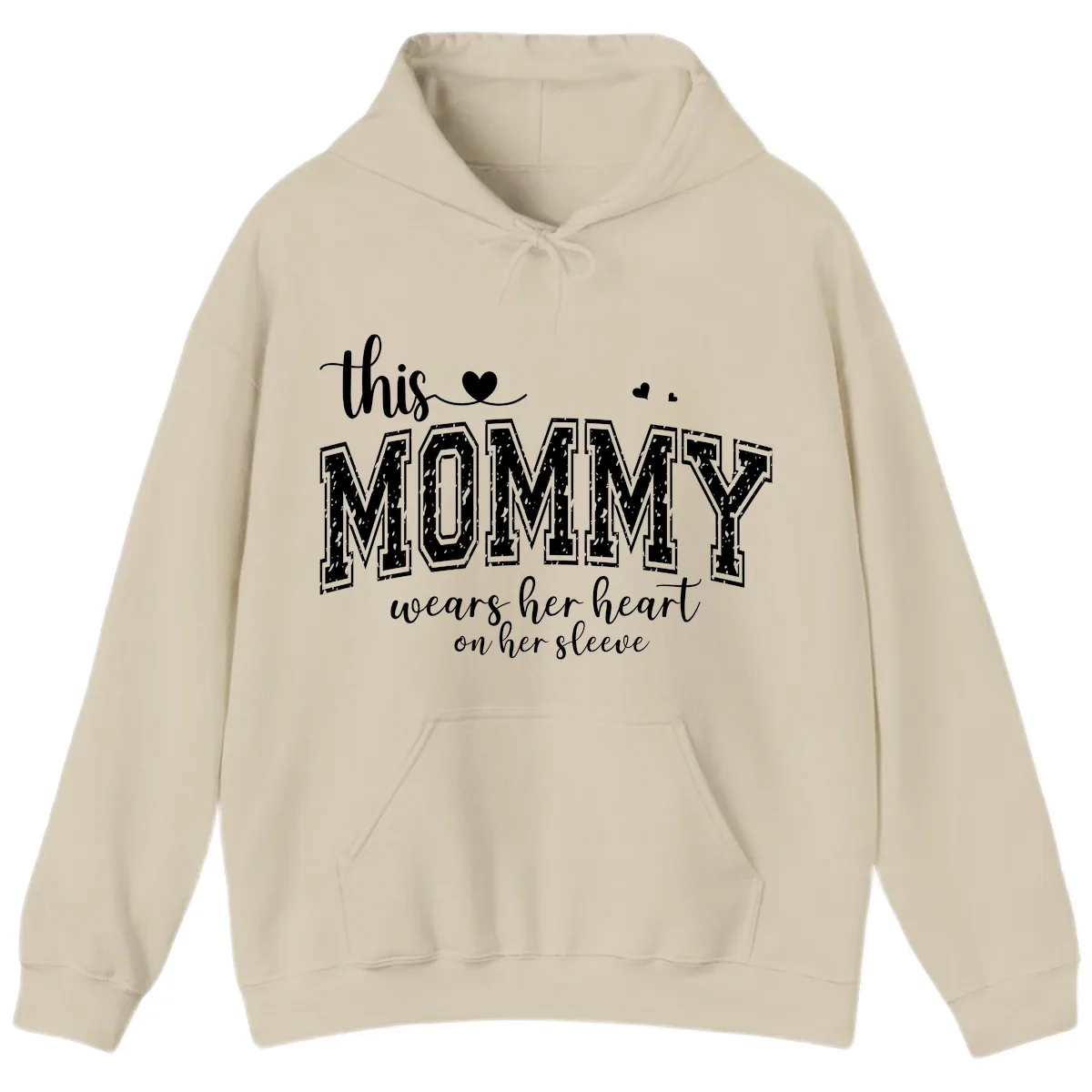 This Mommy Wears Her Heart On Her Sleeve Hoodie in Sand