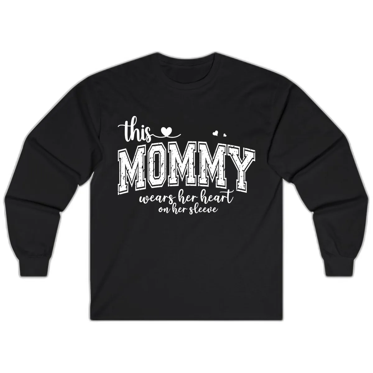This Mommy Wears Her Heart On Her Sleeve Long Sleeve in Black
