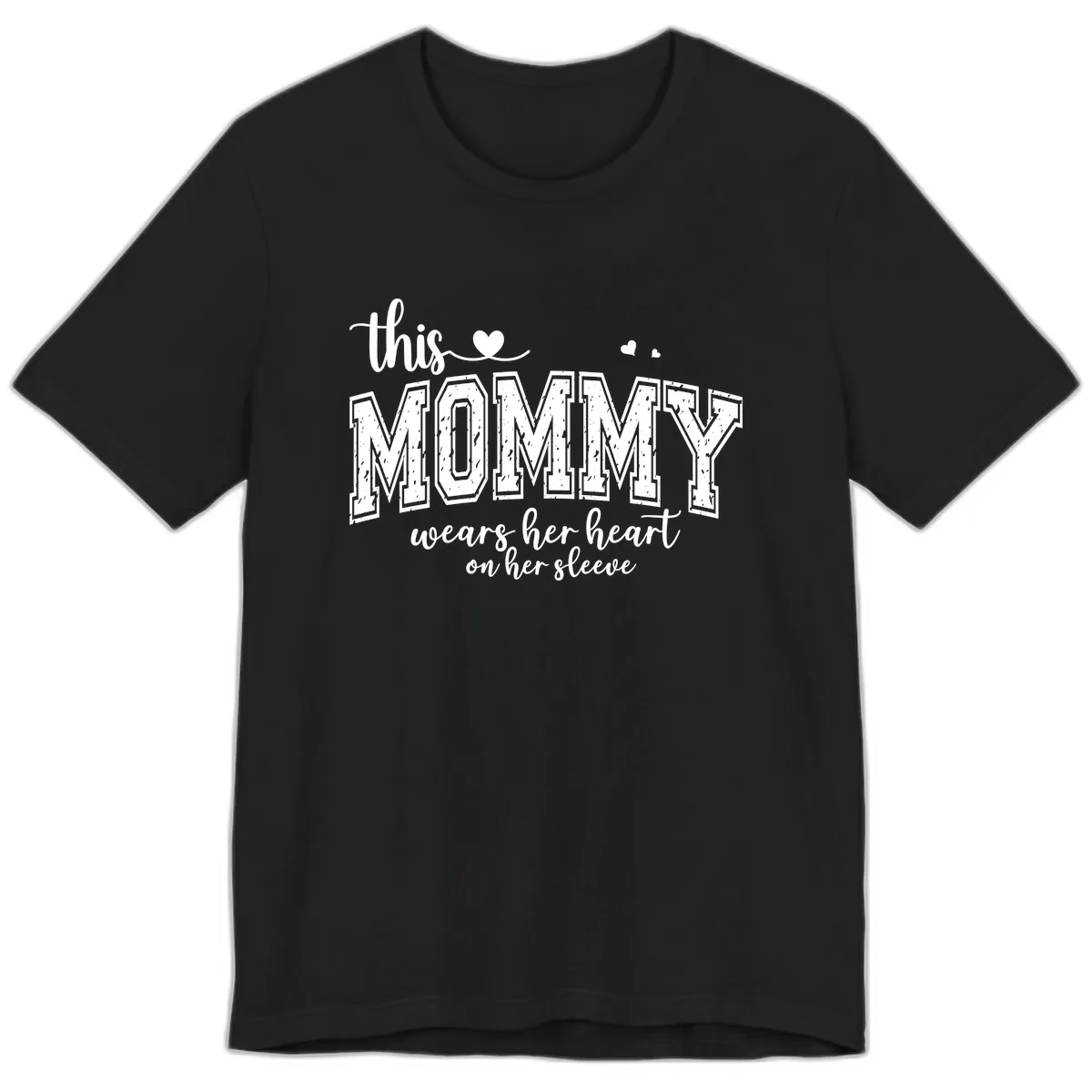 This Mommy Wears Her Heart On Her Sleeve Premium T-Shirt in Black
