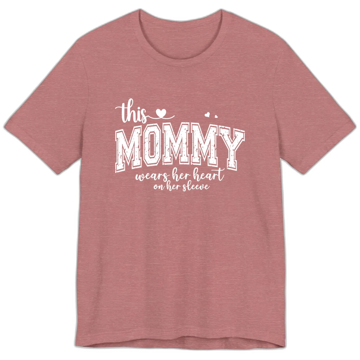 This Mommy Wears Her Heart On Her Sleeve Premium T-Shirt in Heather Mauve