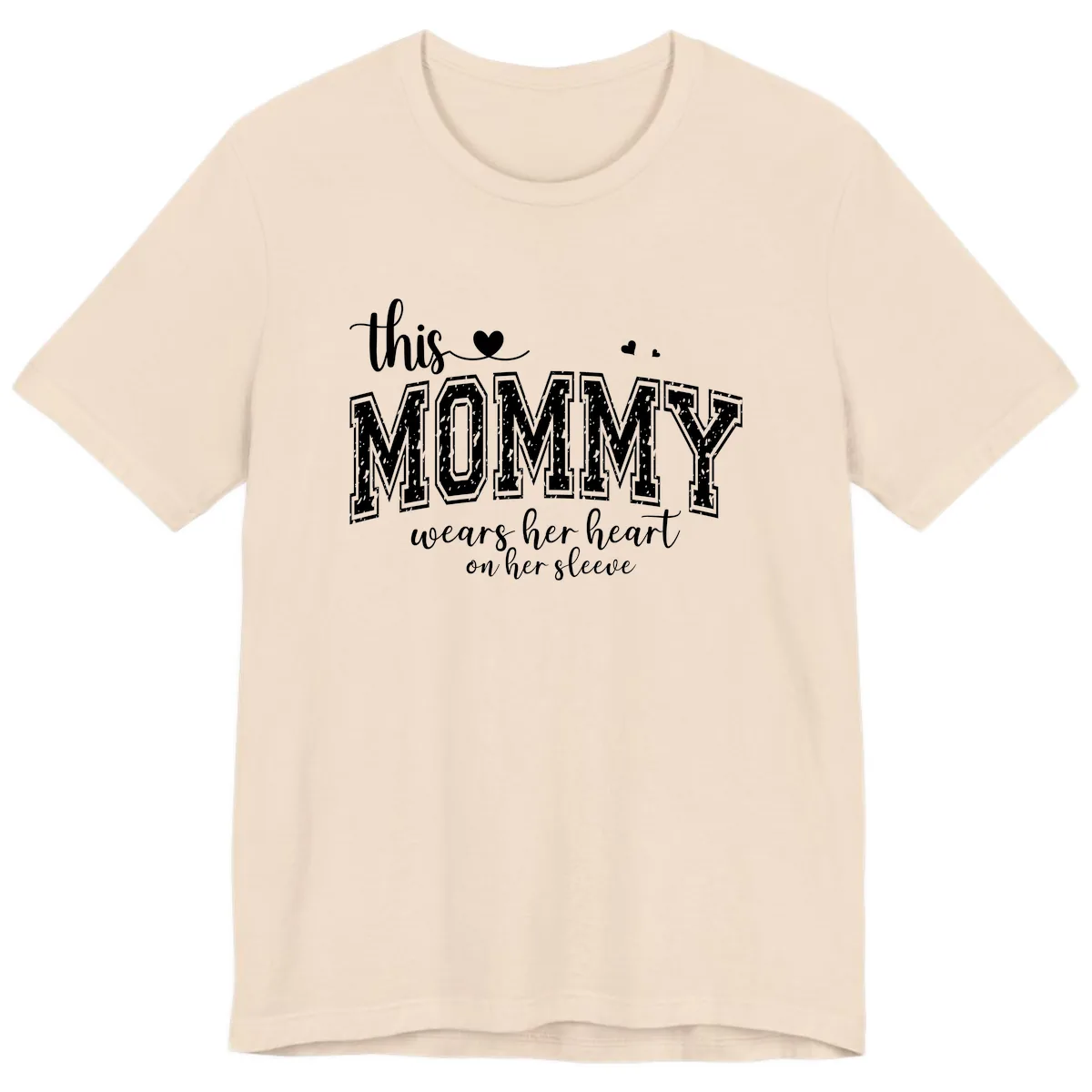 This Mommy Wears Her Heart On Her Sleeve Premium T-Shirt in Soft Cream
