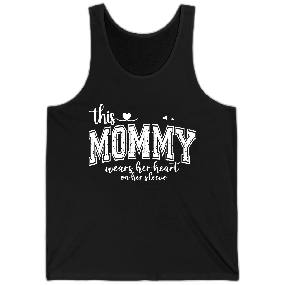 This Mommy Wears Her Heart On Her Sleeve Tank in Black