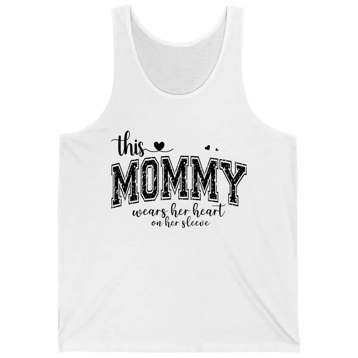 This Mommy Wears Her Heart On Her Sleeve Tank in White