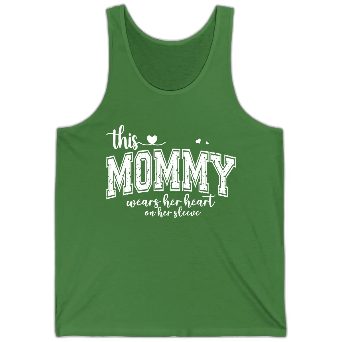This Mommy Wears Her Heart On Her Sleeve Tank in Leaf