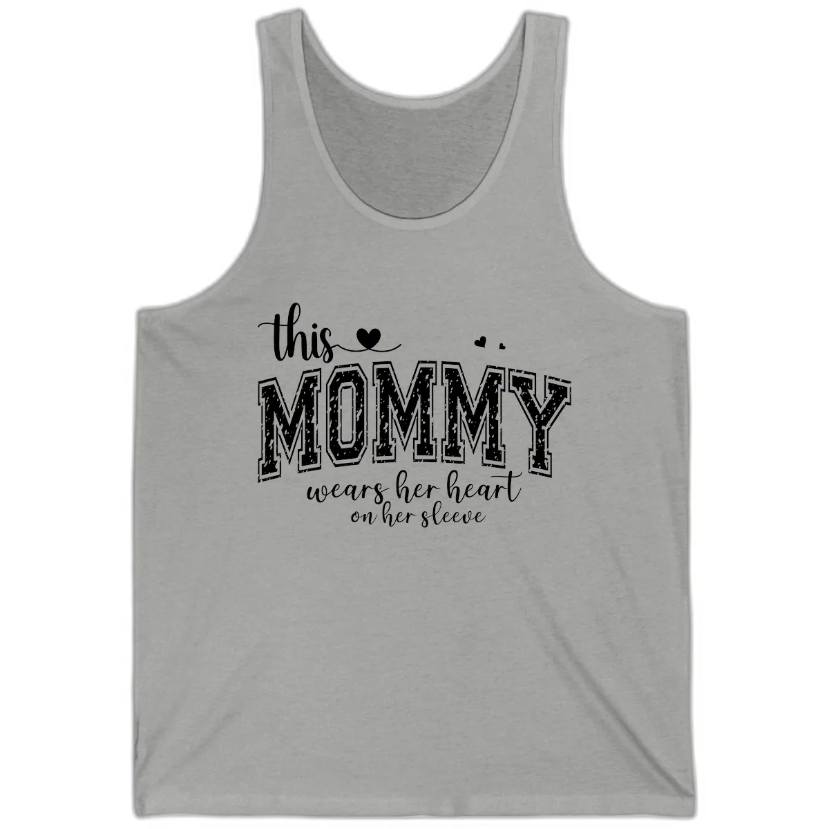 This Mommy Wears Her Heart On Her Sleeve Tank in Athletic Heather