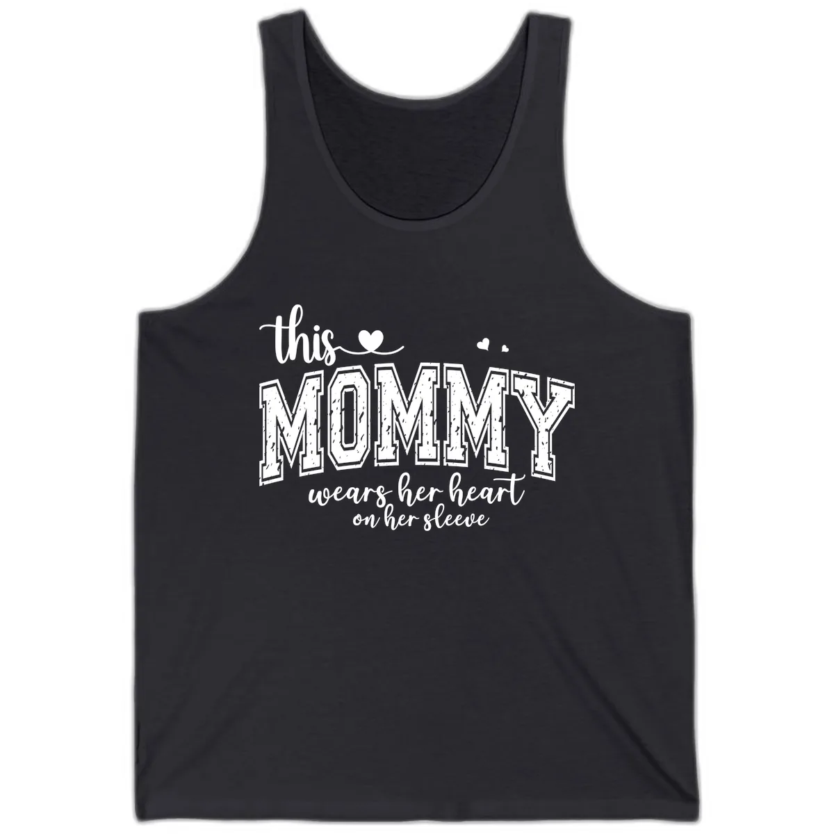 This Mommy Wears Her Heart On Her Sleeve Tank in Dark Grey