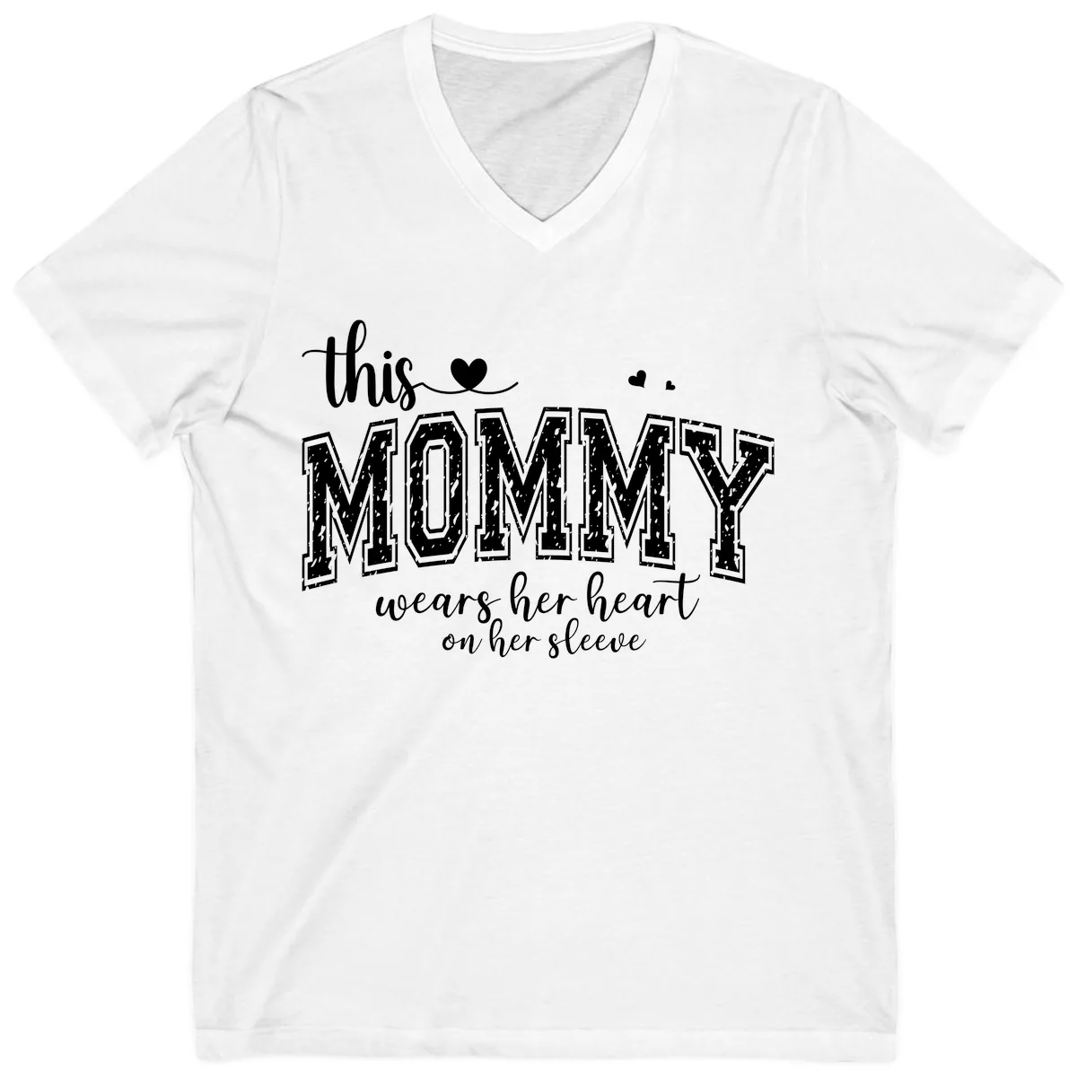 This Mommy Wears Her Heart On Her Sleeve V-Neck in White