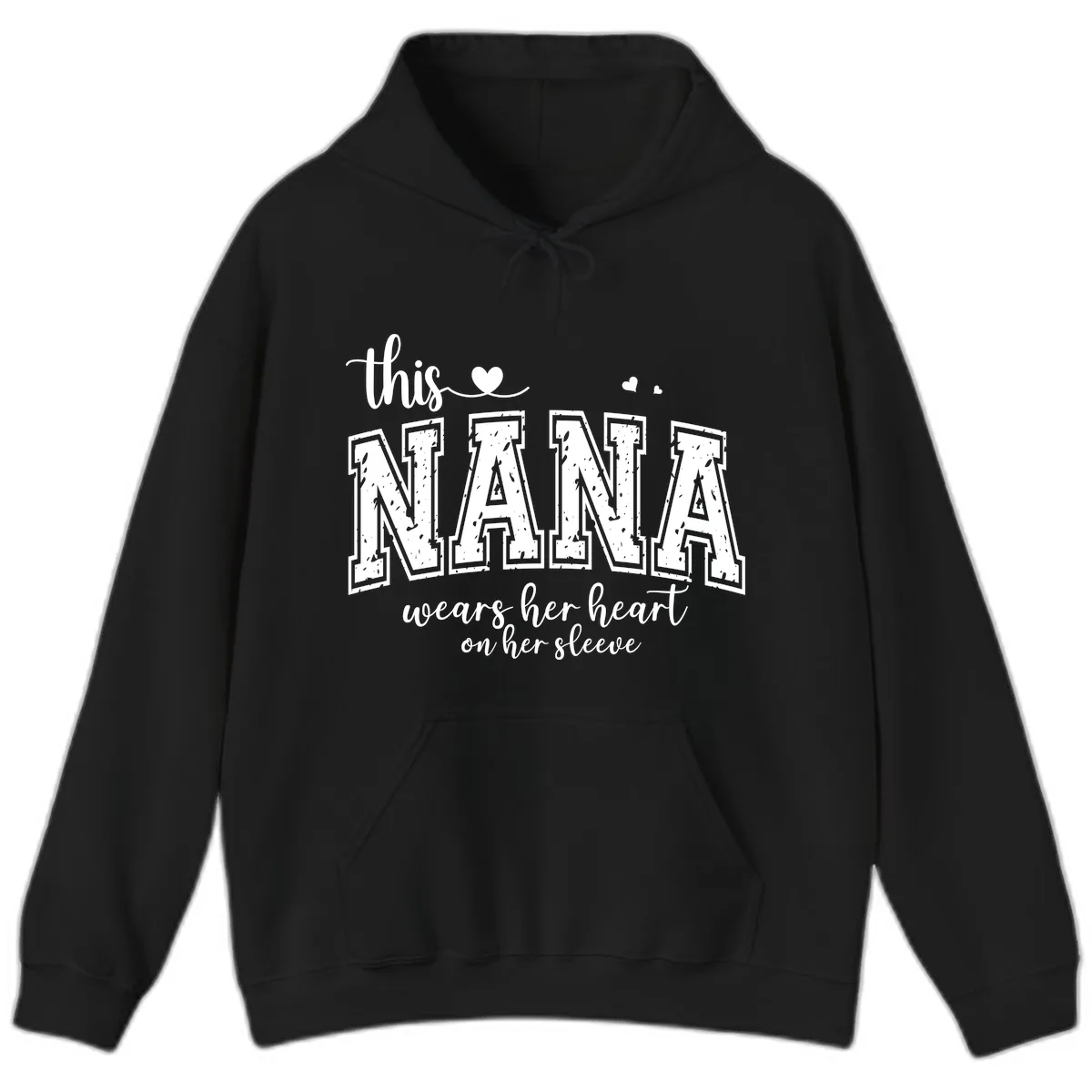 This Nana Wears Her Heart On Her Sleeve Hoodie in Black