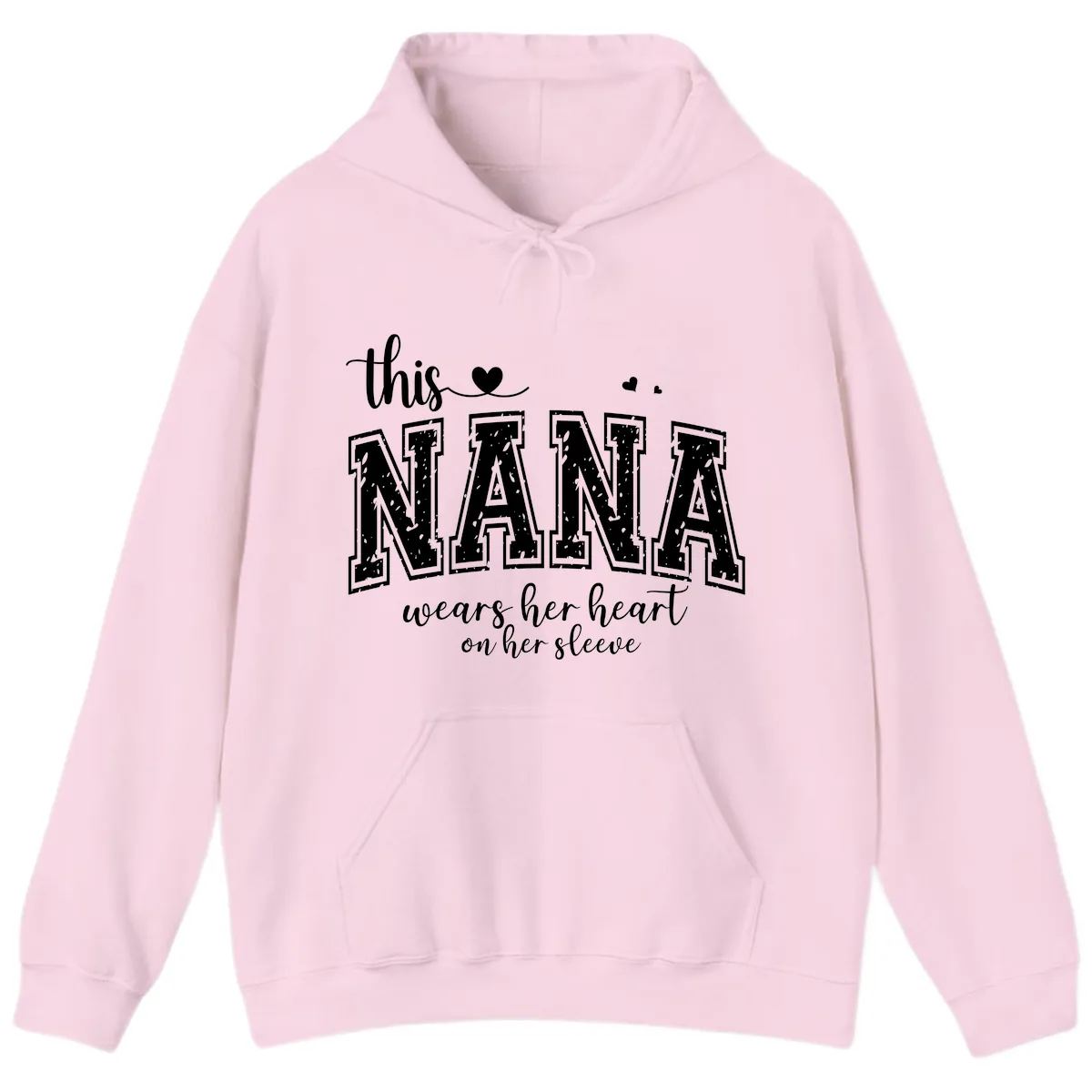 This Nana Wears Her Heart On Her Sleeve Hoodie in Light Pink