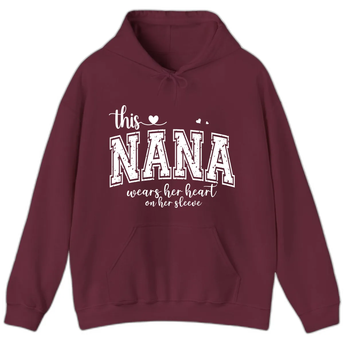 This Nana Wears Her Heart On Her Sleeve Hoodie in Maroon
