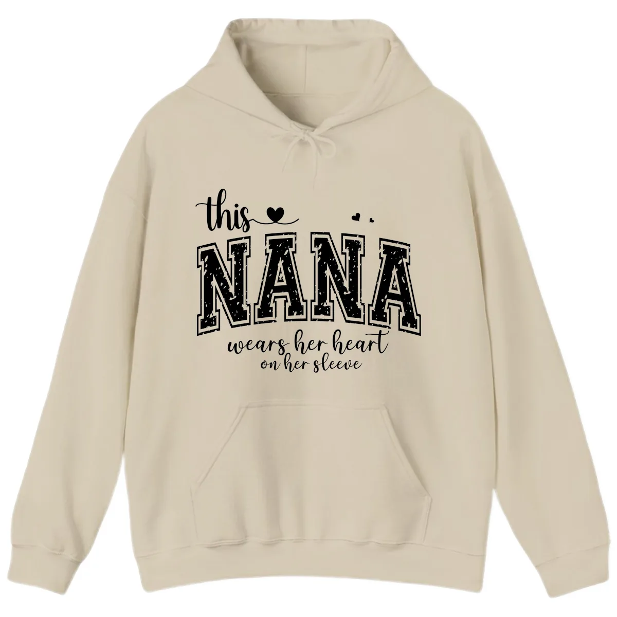 This Nana Wears Her Heart On Her Sleeve Hoodie in Sand