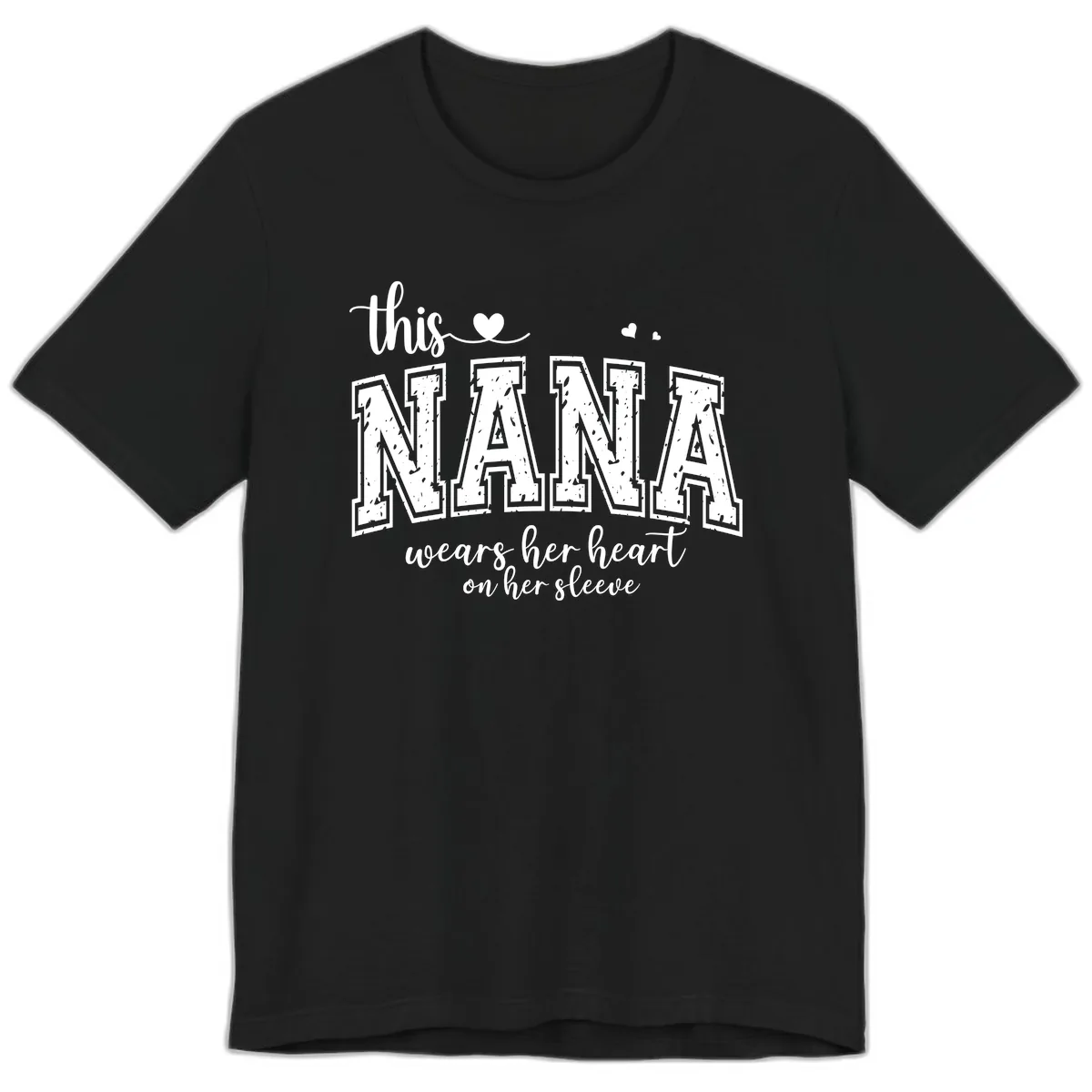 This Nana Wears Her Heart On Her Sleeve Premium T-Shirt in Black